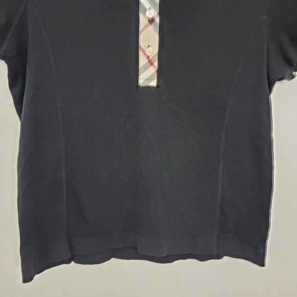 Burberry Nova Check Trim Polo Shirt in Black Medium - Picture 3 of 6